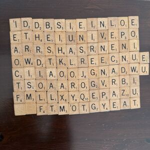 Vintage Scrabble Wood Tiles 98 Replacement Letters Game Pieces